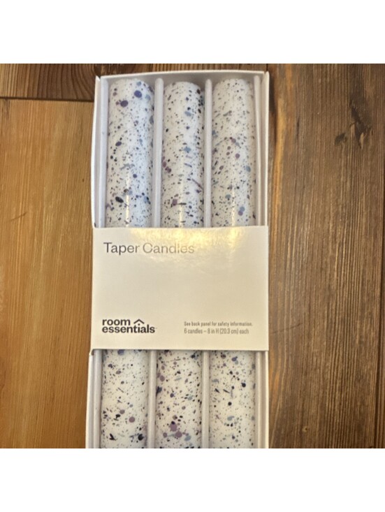 Room Essentials Other - Room Essentials Taper Candles 6 Pack 8 in White Purple Blue Decorative Art Theme